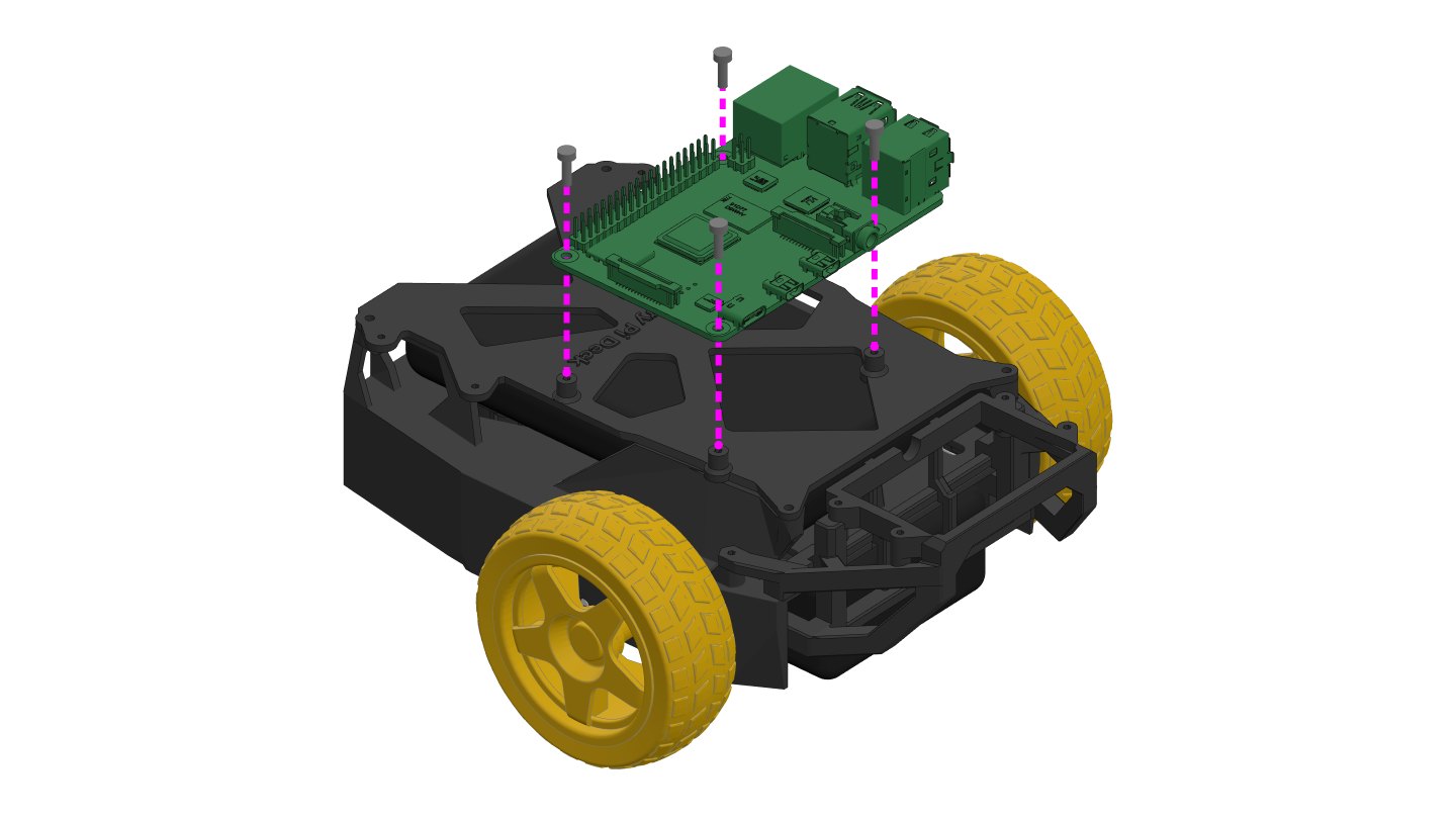 Step 17: the Raspberry Pi goes onto the four bosses of the deck