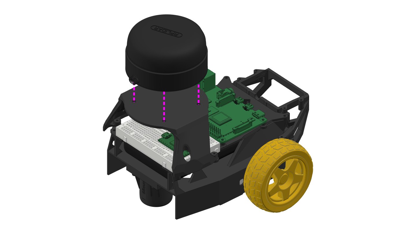 Step 20: the RPLiDAR A2 goes on top of the platform