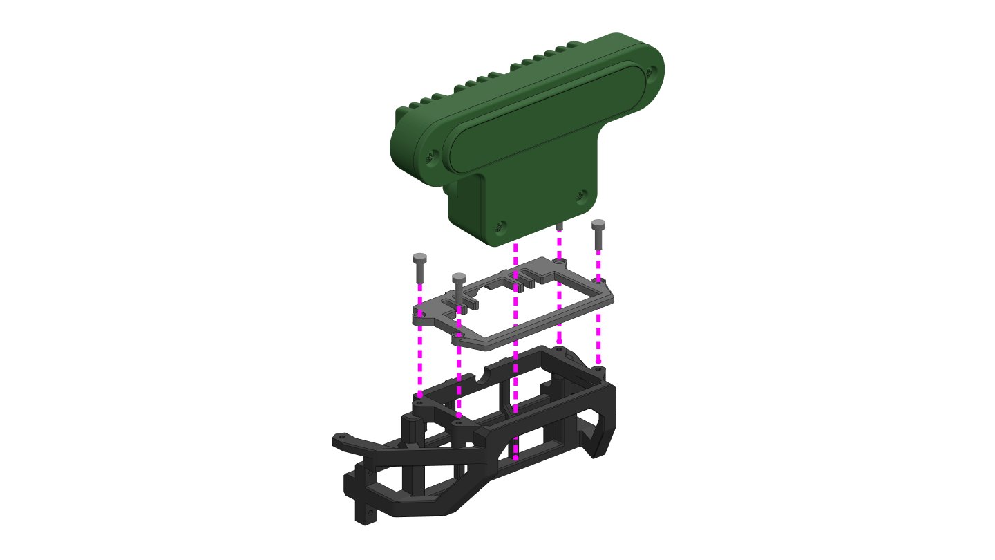 Step 22: the OAK-D adjustment mount goes on top of the camera mount